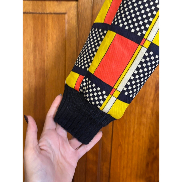 White Bear of St Paul Mod Belted Coat Color-Block Ribbed Knit Multicolor W 9-10 - Picture 4 of 16